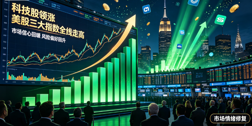 科技股领涨助美股三大指数全线走高