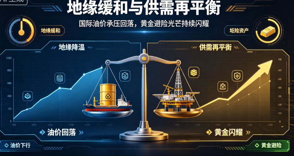 地缘缓和与供需再平衡：国际油价承压回落，黄金避险光芒持续闪耀